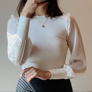 White Topshop puff sleeve blouse